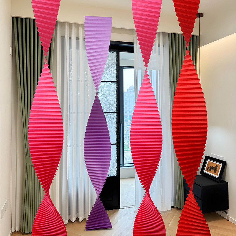 Esküvői színpadi dekoráció – origami hullámmintás papírból készült mennyezeti háttér; Langxin; Anyag: papír; Stílus: 3882421; Terem elrendezési kiegészítő