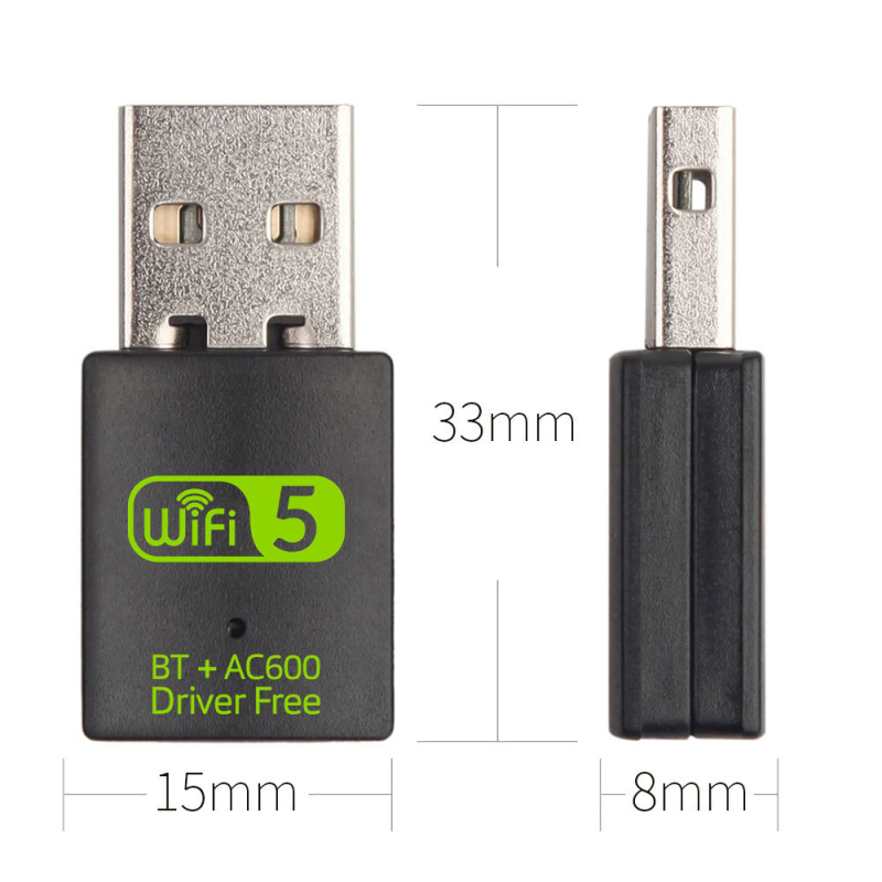 USB bežični adapter Bluetooth 4.2, 2-u-1, dvopojasni 2.4/5 GHz, USB sučelje, 600 Mbps