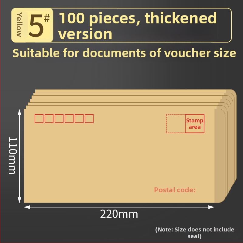 200 bucăți de plicuri și scrisoare din kraft gros, stil plic chinezesc, 85 g, brand Excellent, fără logo, pentru facturi TVA și salarii