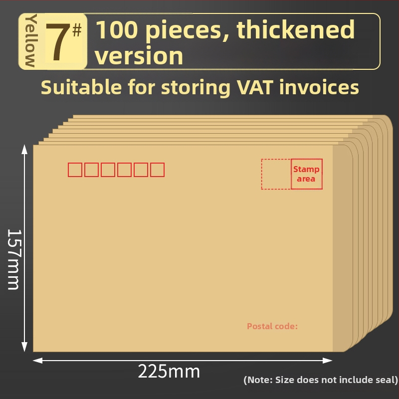 200 bucăți de plicuri și scrisoare din kraft gros, stil plic chinezesc, 85 g, brand Excellent, fără logo, pentru facturi TVA și salarii