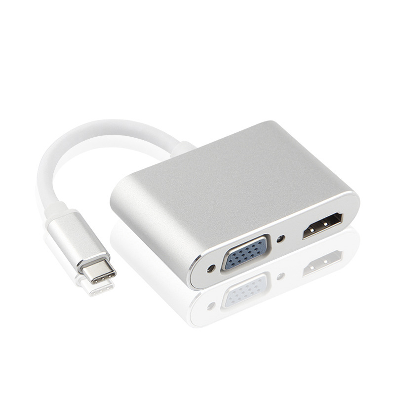 USB-C докинг станция за HDMI/VGA монитор, 4 порта, USB 3.1, 5Gbps, кабел 0,12 m