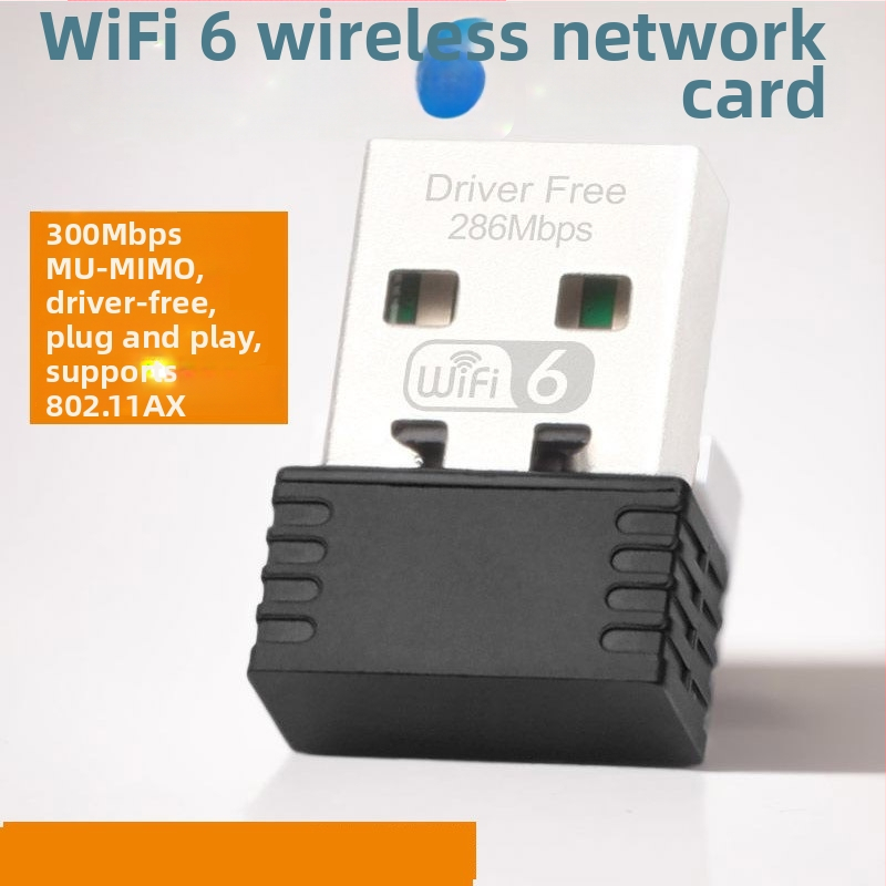 WiFi6 USB bežična mrežna kartica, bez upravljača, 300 Mbps, USB sučelje, kompatibilno s desktopom i laptopom