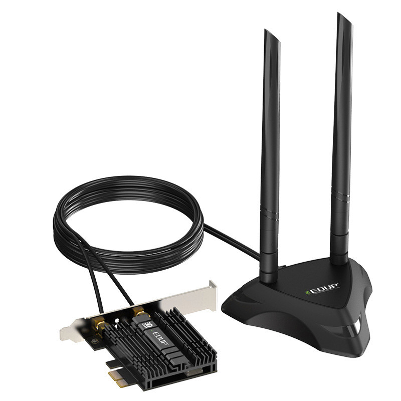 Edup EP-BE9715GS PRO cardă PCIe wireless cu Bluetooth 5.4 – WiFi 7, 8774 Mbps, 2.4–5.8 GHz, antenă extinsă dublă