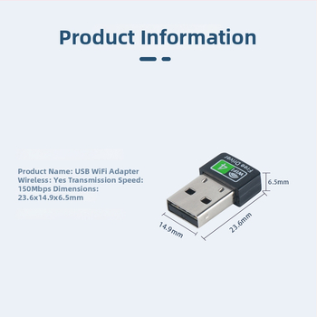 Card de rețea USB fără driver, wireless, 150 Mbps, 2.4 GHz, IEEE 802.11b/g/n