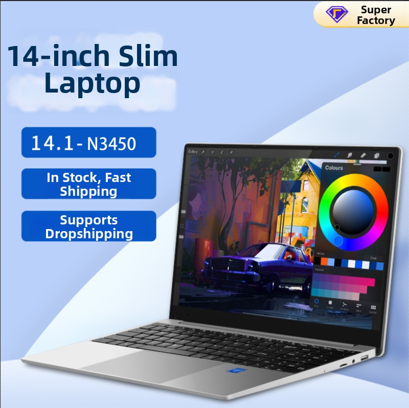 Kancelársky notebook, štíhly a ľahký, s procesorom Celeron N4000, 512 GB úložisko, Windows 11, hmotnosť 1,5–2,0 kg