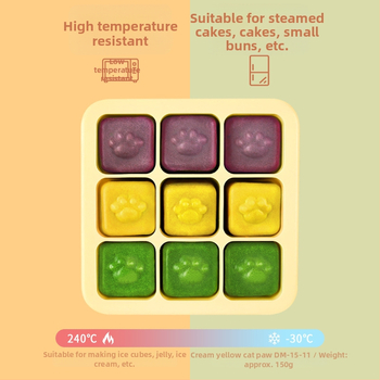 Φόρμα σιλικόνης για ατμό βρεφικής διατροφής, σε σχήμα γατόπατου, εννέα κοιλότητες, 1 τεμάχιο, μινιμαλιστικό στυλ