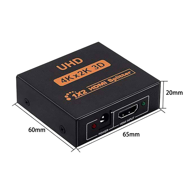 HDMI 1x2 osztó - 4Kx2K, 3D, Liandake, 5V tápegység