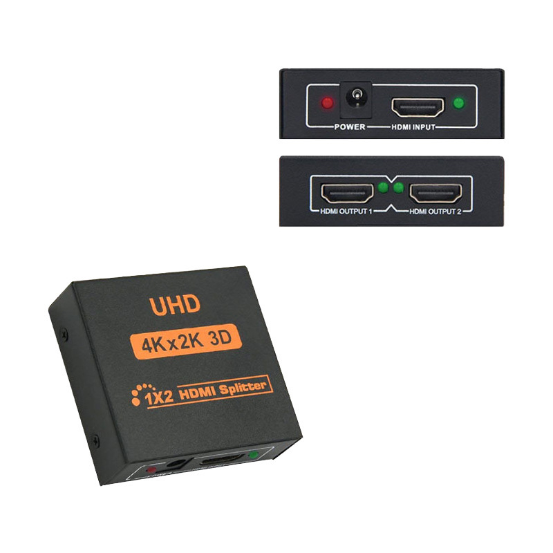 HDMI 1x2 osztó - 4Kx2K, 3D, Liandake, 5V tápegység