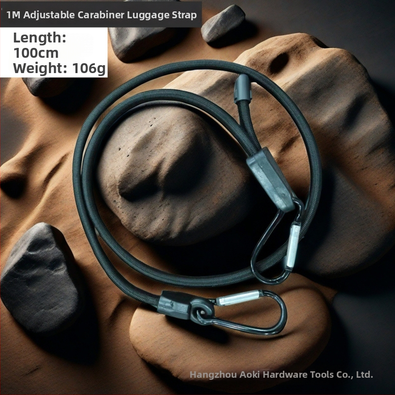 Elastický popruh na batožinu s kovovou sponou, polypropylénové vlákno + gumové vlákno, 8 mm, model Aqk-9991