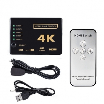 HDMI prekidač, 5 ulaza / 1 izlaz, 4K2K, daljinsko upravljanje