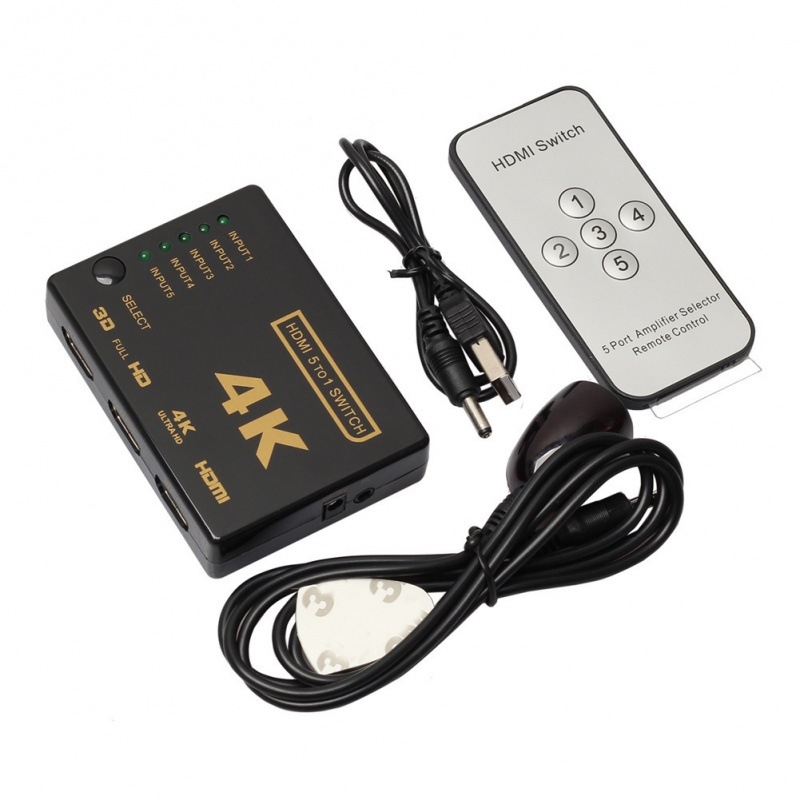 HDMI prekidač, 5 ulaza / 1 izlaz, 4K2K, daljinsko upravljanje
