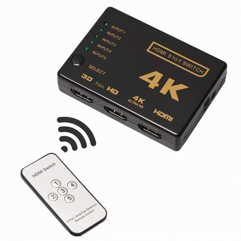 HDMI prekidač, 5 ulaza / 1 izlaz, 4K2K, daljinsko upravljanje