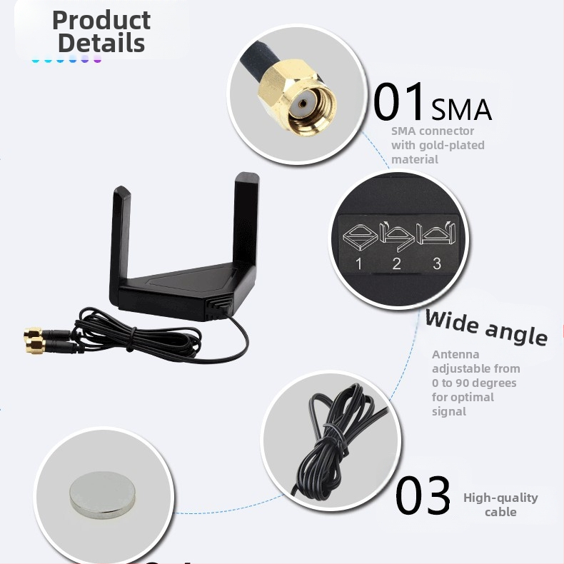 Fenwei stolný bezdrôtový sieťový adaptér s vonkajšou anténou, dvojpásmový, vysoký zisk, smerová anténa, SMA konektor, predĺženie antény 1,5 m