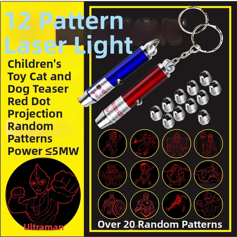 Yirui Nostalgijski dječji laserski projektor iz 80-ih — više obrazaca projekcije, infracrveni laserski pokazivač, zabava za mačke
