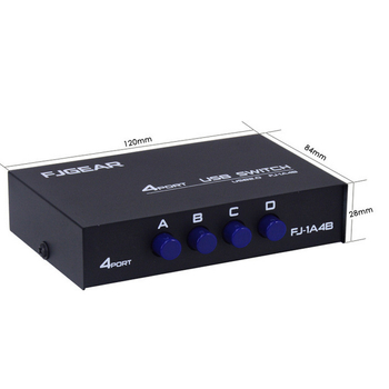 Ai Chao FJ-1A4B USB dijeljnik pisača — 4-portni, ručni prekidač, model 1A4B