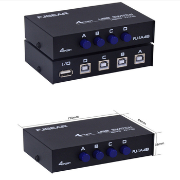 Ai Chao FJ-1A4B USB dijeljnik pisača — 4-portni, ručni prekidač, model 1A4B