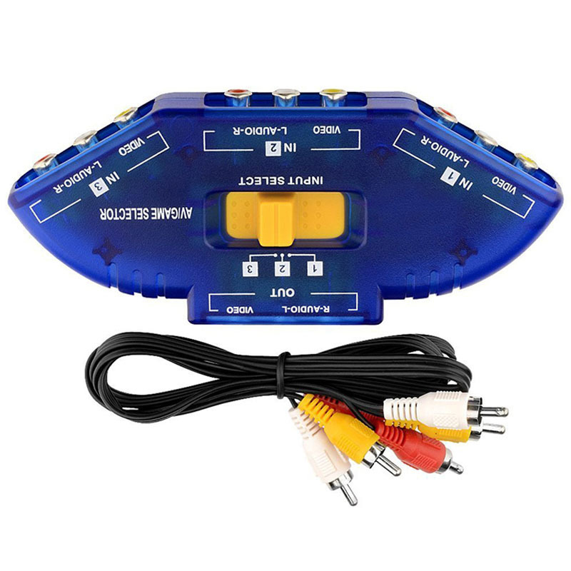 AV prekidač 3-u-1, audio/video pretvarač, 2 RCA izlaza
