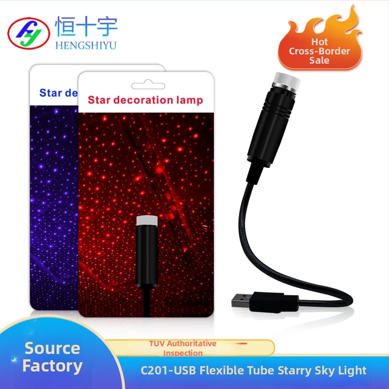 Autó LED világítás csillagos égbolttal, USB atmoszférikus mennyezeti világítás, belső és külső projekció, C sorozat, 5V, 0.1W