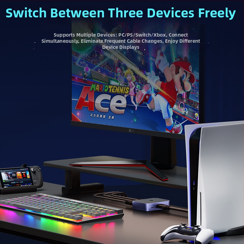 HDMI videókapcsoló bemenet/kimenet HDMI-vel, sávszélesség 48 Gbps, 10 m hatótáv, 5V tápegység, 5W fogyasztás