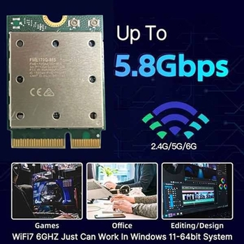 Interna bežična mrežna kartica WiFi 7, tri-band, ažurirana verzija PCB, model 580