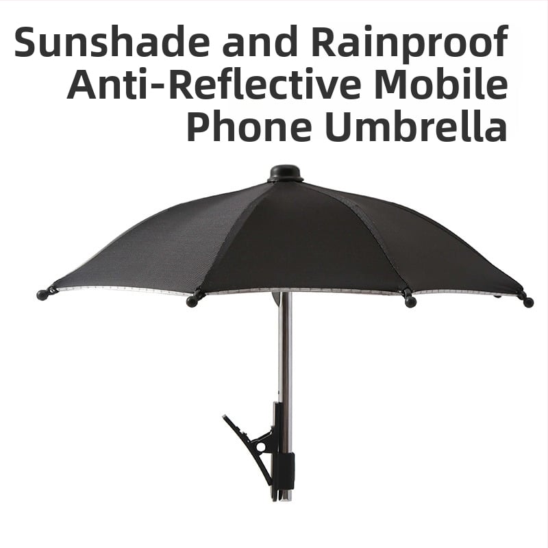 Yushun mini kišobran za bicikl s klipom za telefon - 8 čeličnih rebara, poliester 170T, UV zaštita PA++, ručno otvaranje i zatvaranje, plastična drška
