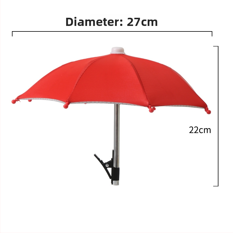 Yushun mini kišobran za bicikl s klipom za telefon - 8 čeličnih rebara, poliester 170T, UV zaštita PA++, ručno otvaranje i zatvaranje, plastična drška