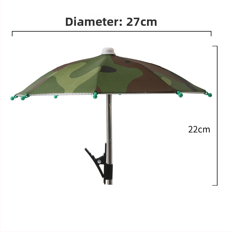 Yushun mini kišobran za bicikl s klipom za telefon - 8 čeličnih rebara, poliester 170T, UV zaštita PA++, ručno otvaranje i zatvaranje, plastična drška