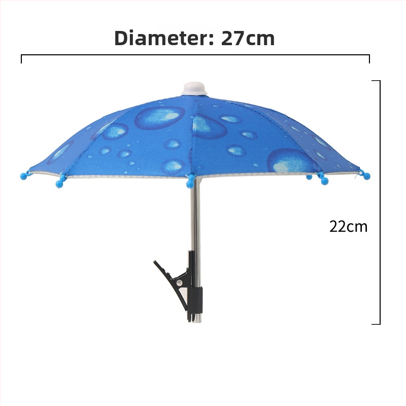 Yushun mini kišobran za bicikl s klipom za telefon - 8 čeličnih rebara, poliester 170T, UV zaštita PA++, ručno otvaranje i zatvaranje, plastična drška