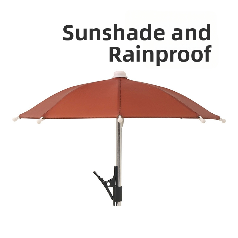 Yushun mini kišobran za bicikl s klipom za telefon - 8 čeličnih rebara, poliester 170T, UV zaštita PA++, ručno otvaranje i zatvaranje, plastična drška