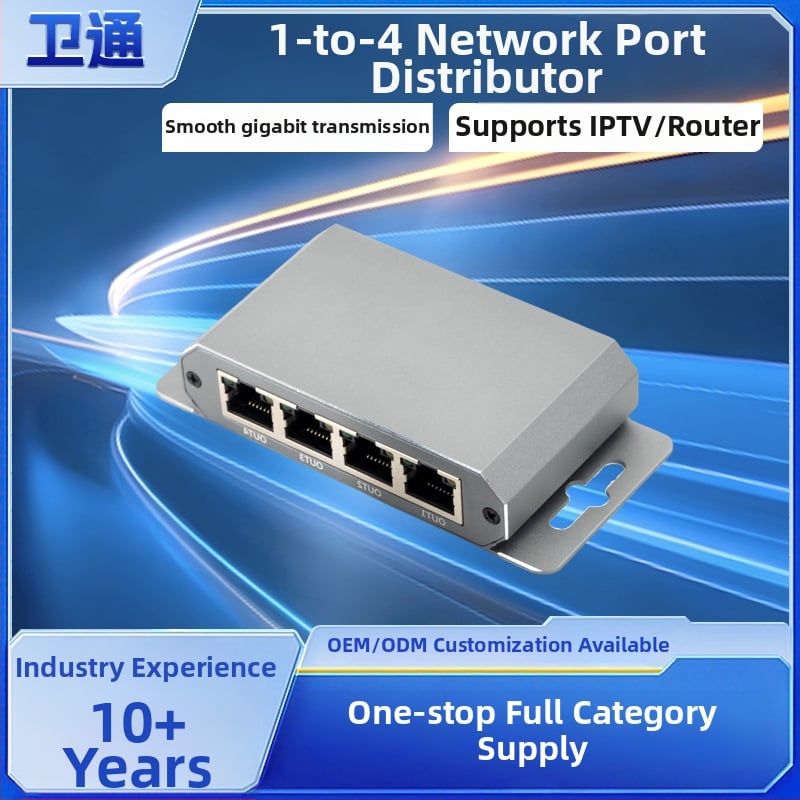 Gigabitový Ethernet prepínač/distributor, RJ45 porty 1–4, 1000 Mbps