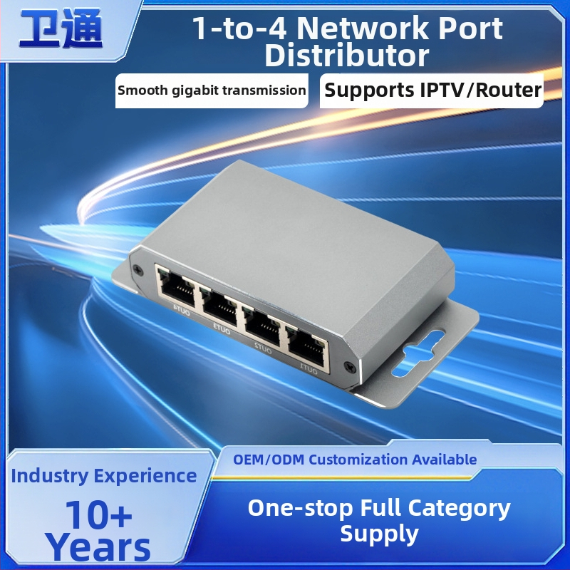 Gigabitový Ethernet prepínač/distributor, RJ45 porty 1–4, 1000 Mbps