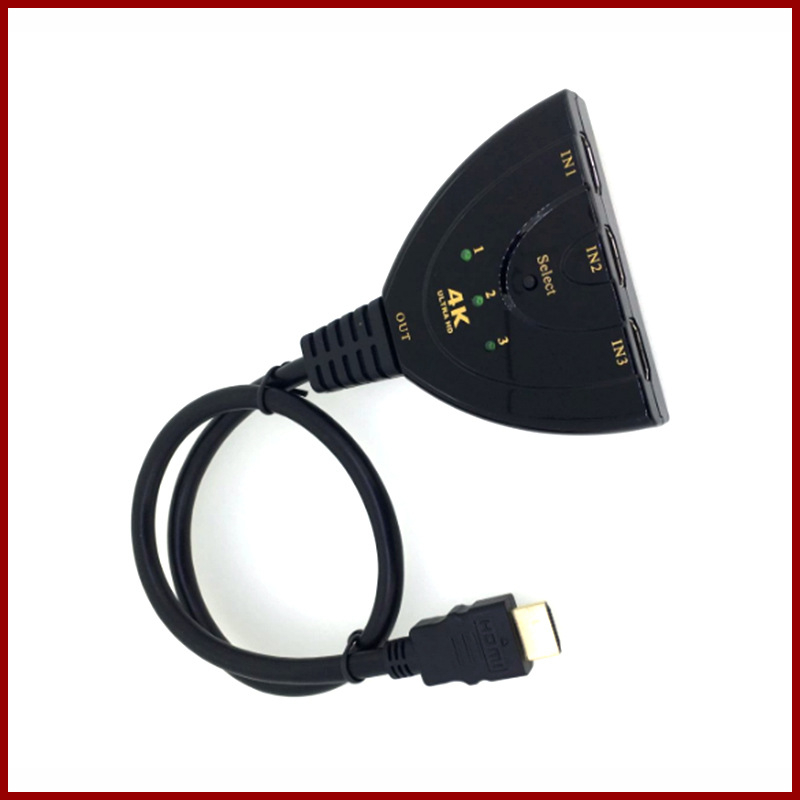 HDMI 3x1 prekidač, 1080p, kabel 0,3 m, upravljanje napajanjem, ry-03