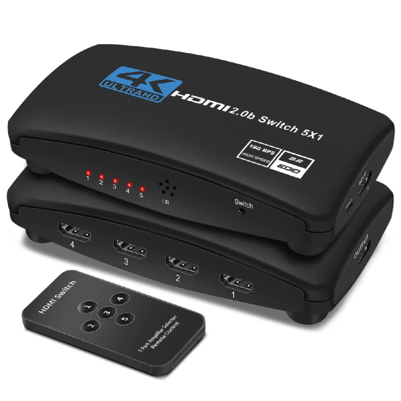 HDMI διακόπτης 5 εισόδων και 1 εξόδου, 4K60Hz, HDR10, Dolby