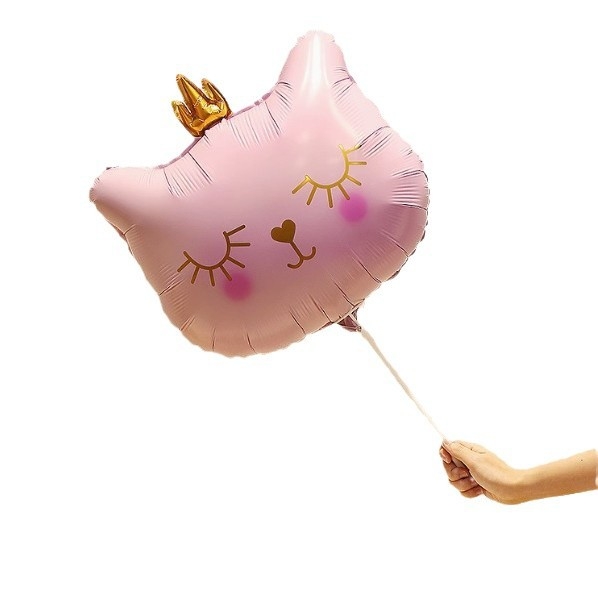 Balon od aluminijske folije s likom mačke i krunom, korejskog stila, rekviziti za fotografije za bebinu rođendan