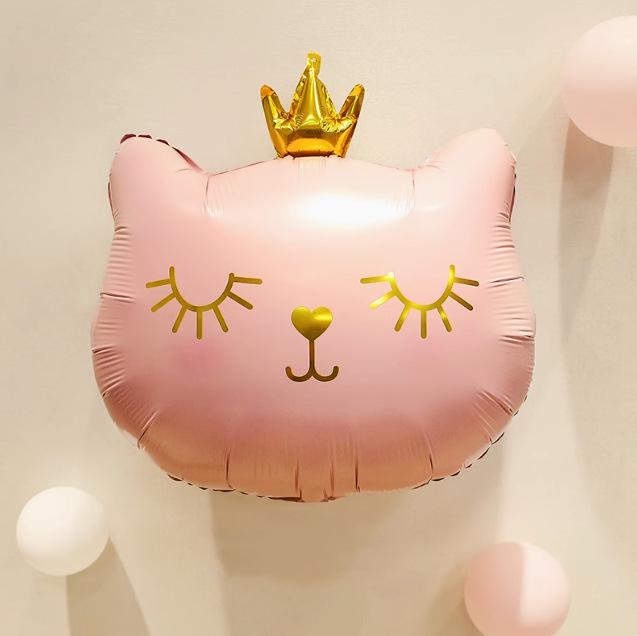 Balon od aluminijske folije s likom mačke i krunom, korejskog stila, rekviziti za fotografije za bebinu rođendan