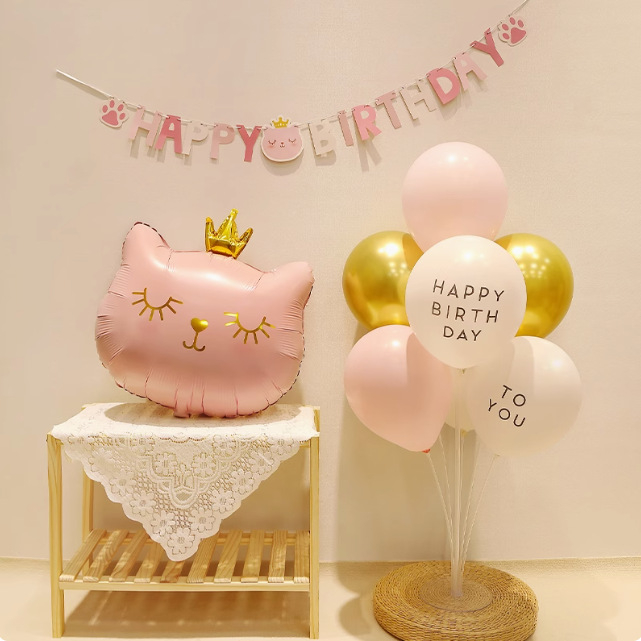 Balon od aluminijske folije s likom mačke i krunom, korejskog stila, rekviziti za fotografije za bebinu rođendan