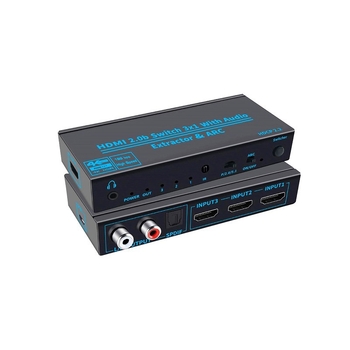 Oxygen OZVQ3-2 HDMI 2.0 prekidač, 3 ulaza 1 izlaz, ARC, audio separacija, 4K60Hz