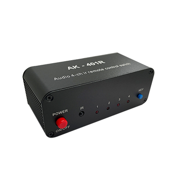 Oxygen AK-401R dvokanalni stereo audio prekidač s daljinskim upravljanjem, 4-u-1 RCA izlaz, podrška svih sustava, buđenje daljinskim upravljačem, upravljanje napajanjem
