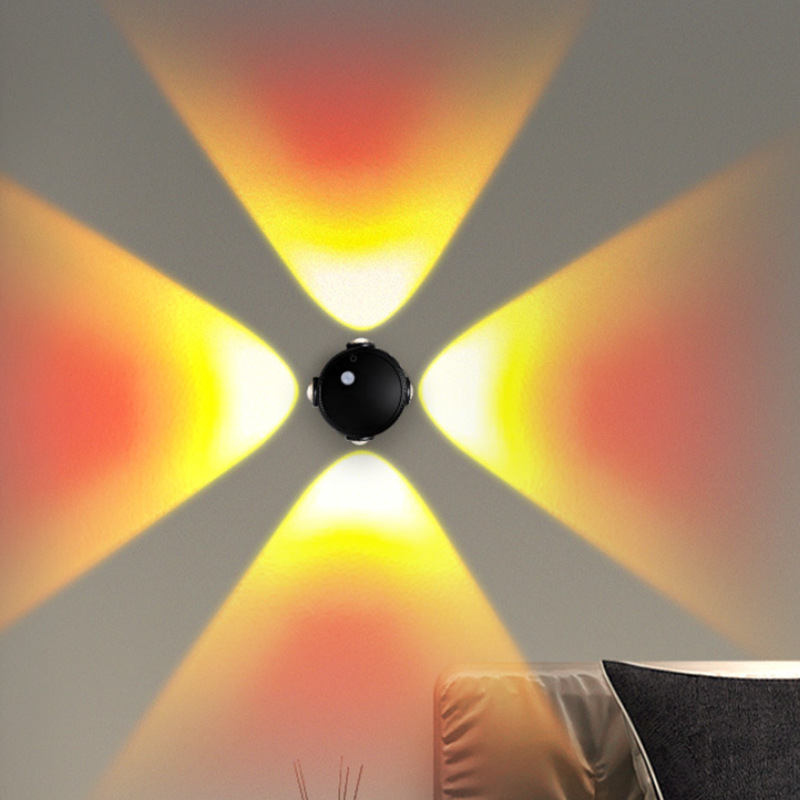 Četveroočna lampa s senzorom pokreta u obliku mačjih očiju — ambijentalna zidna svjetiljka, noćna lampica na noćnom stoliću, projekcijski spot