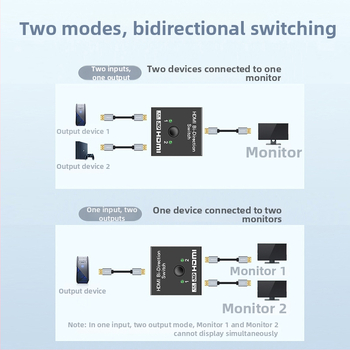 HDMI dvosmjerni prekidač, 2 ulaza 1 izlaz, 4K, prekidač/distributer