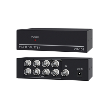Video BNC osztó, 1 bemenet – 8 kimenet, 200 m átviteli távolság, 350 m sávszélesség, modell BNC108