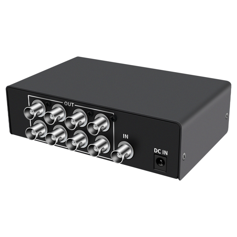 Video BNC osztó, 1 bemenet – 8 kimenet, 200 m átviteli távolság, 350 m sávszélesség, modell BNC108