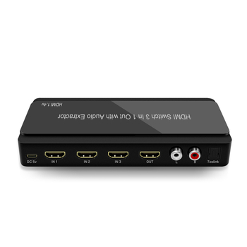 HDMI audio prekidač i splitter, 4K30Hz, 3-u-1 ulaz/izlaz uz ekstrakciju zvuka