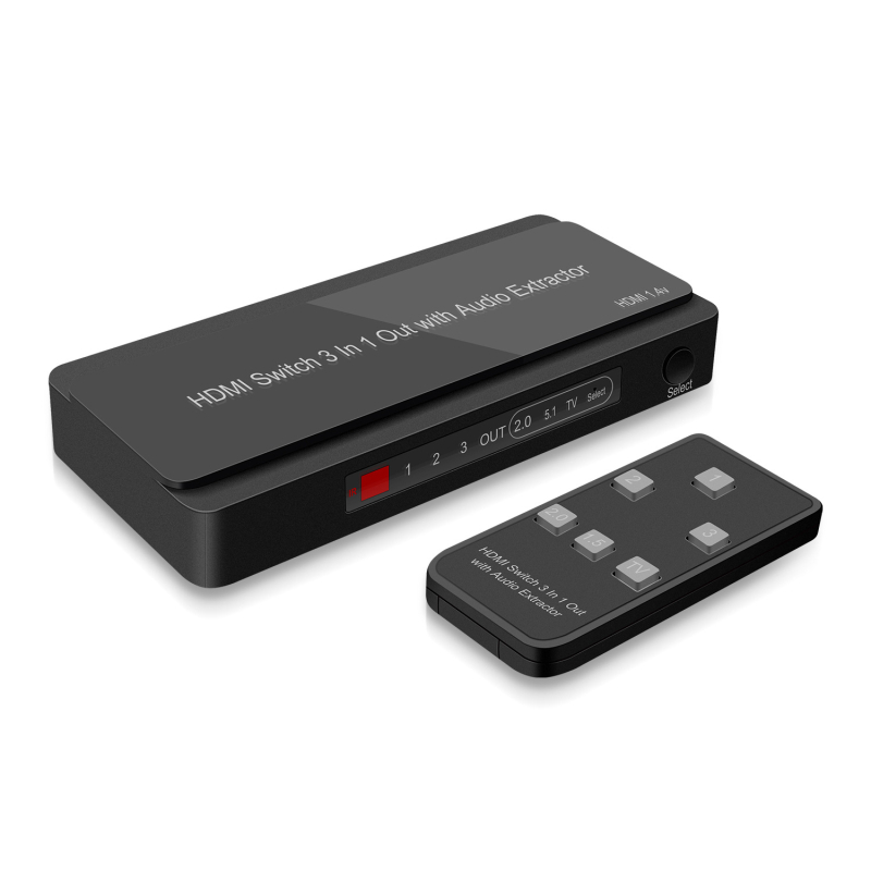 HDMI audio prekidač i splitter, 4K30Hz, 3-u-1 ulaz/izlaz uz ekstrakciju zvuka