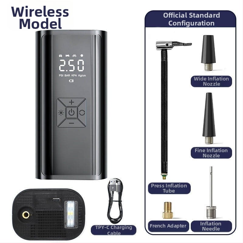 Електрически мобилен автомобилен компресор за гуми | безжична мини помпа, 12V, 120W, 35 л/мин, цифров дисплей