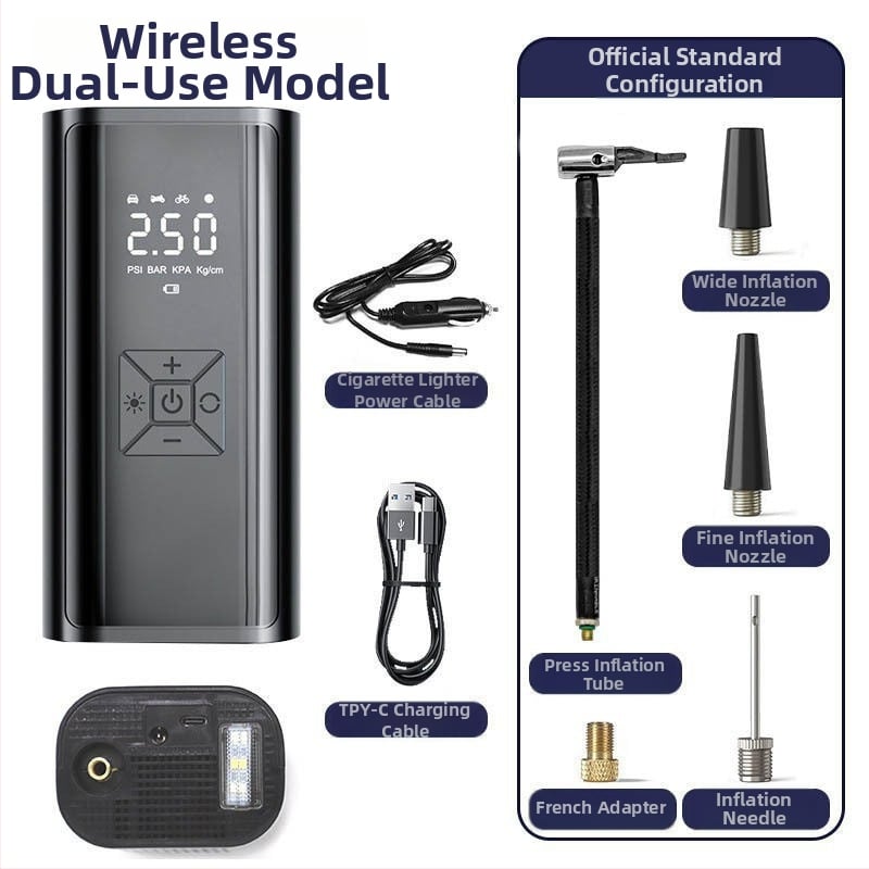 Електрически мобилен автомобилен компресор за гуми | безжична мини помпа, 12V, 120W, 35 л/мин, цифров дисплей