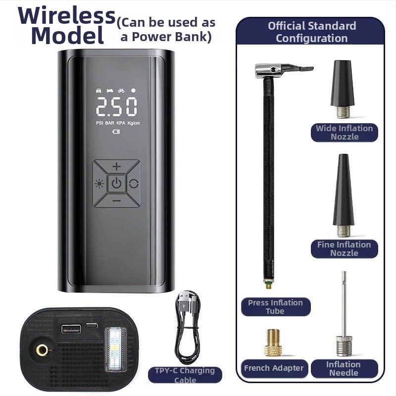 Електрически мобилен автомобилен компресор за гуми | безжична мини помпа, 12V, 120W, 35 л/мин, цифров дисплей