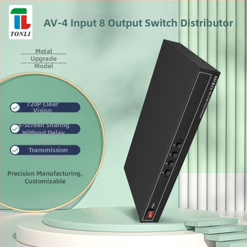 AV distribútor prepínač 4x8, 4 vstupy, 8 výstupov, šírka pásma 200M, dosah 100 m, napätie 220V 50Hz