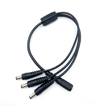 Prilagođeni DC12V kabel za napajanje CCTV: razdjelnik 1 na 4, DC5521 ženski–muški konektori, 2-žilni bakreni vodovi, PVC omotač