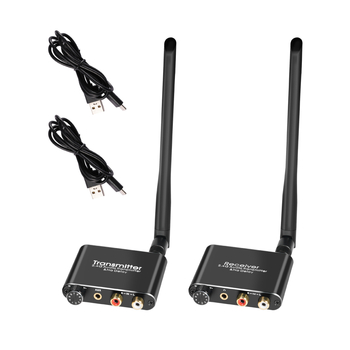 Kit transmisie/recepție audio 2.4G, fără întârziere, 50 m rază, 1080P, include transmisor, receptor, manual și cablu USB